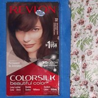 Thuốc nhuộm tóc Revlon No 1 in the USA ColorSilk 3D # 32 Nâu Gỗ Sậm + 01 nón trùm tóc