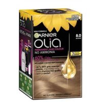 Thuốc nhuộm tóc vĩnh viễn Garnier Olia 8.0 Blonde không chứa Amoniac 60% dầu
