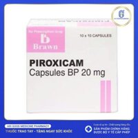 Thuốc Piroxicam capsules BP 20mg Brawn kháng viêm và giảm đau viêm khớp dạng thấp (10 vỉ x 10 viên)