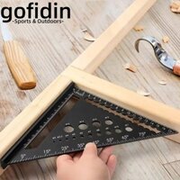 Thước tam giác GOFIDIN, Thước đo góc nhôm đa chức năng, Thước góc vuông 7 inch chống mài mòn di động có độ chính xác cao