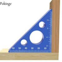 Thước tam giác POKINGE, Cân mét Thước góc phải chính xác, Nhôm màu xanh Imperial Cân công cụ đo chiều cao dày Thước vuông thợ mộc