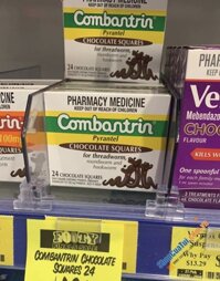 THUỐC TẨY GIUN COMBANTRIN CHOCOLATE 24 CỦA ÚC - hộp 24 ô vuông đủ dùng cho 2 người lớn và 2 trẻ em - Combantrin Chocolate Squares 24