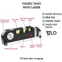 Thước Thủy Nivo Cân Mực Laser Đa Năng F2018 Fixit Laser Levelpro3 2 Tia Dọc Ngang + Tặng Kèm 3 Viên Pin