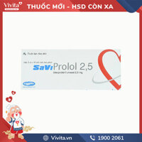 Thuốc trị cao huyết áp, đau thắt ngực, suy tim SaVi Prolol 2,5 | Hộp 30 viên