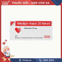 Thuốc trị cao huyết áp Nifedipin Hasan 20mg Retard | Hộp 100 viên