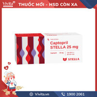 Thuốc trị cao huyết áp Captopril Stella 25mg | Hộp 100 viên