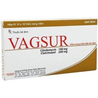 Thuốc Vagsur Medisun điều trị nấm âm đạo Clindamycin 100mg và Clotrimazol 200mg (hộp10 viên)