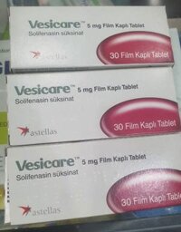 Thuốc Vesicare 5mg (Solifenacin succinate) Astellas điều trị rốn loạn tiểu tiện (chứng bàng quang tăng hoạt), són tiểu (3 vỉ x 10 viên)