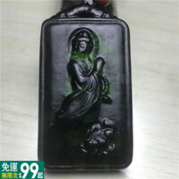 Thuốc Vua Đá Sen Quan Âm Mặt Dây Chuyền Ngọc Đen Guanyin Bồ Tát Vòng Cổ Ngọc Hòa Bình Mặt Dây Chuyền