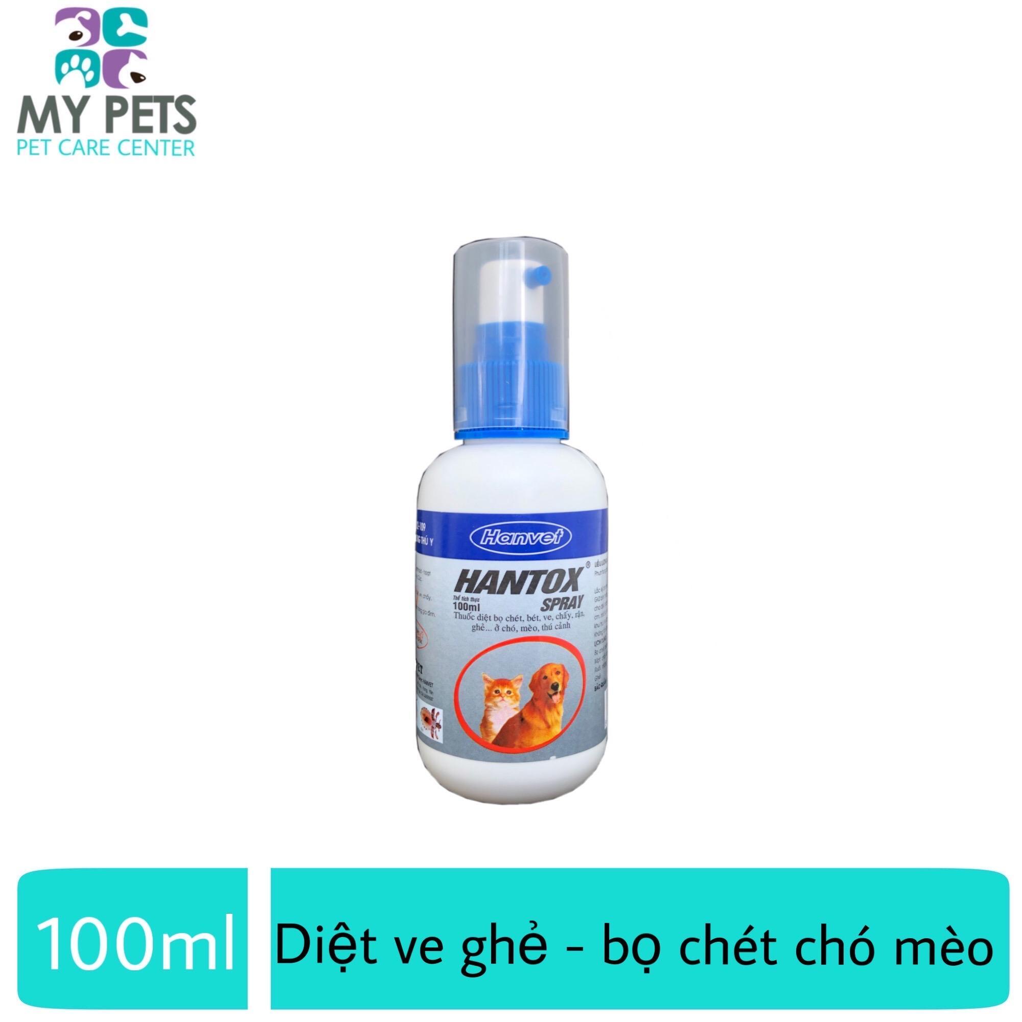 Thuốc xịt ngoài da diệt ve rận, bọ chét, ký sinh trùng cho chó mèo Hantox 100ml