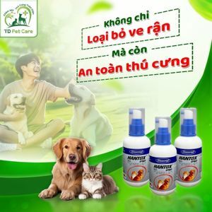Thuốc xịt ngoài da diệt ve rận, bọ chét, ký sinh trùng cho chó mèo Hantox 100ml