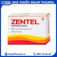 Thuốc Zentel Albendazole 200mg GSK điều trị các loại giun đường ruột nhạy cảm (1 vỉ x 2 viên)