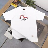 Thương hiệu hợp thời trang EVISU áo thun ngắn tay cổ tròn in hình hải âu mới dành cho nam và nữ dáng rộng nửa tay