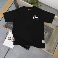 Thương hiệu hợp thời trang EVISU áo thun ngắn tay cổ tròn in chữ seagull mới dành cho nam và nữ dáng rộng nửa tay