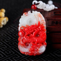 Thương Hiệu Rồng Mặt Dây Chuyền Nam Nữ Đỏ Trắng Ngọc Hoàng Đạo Rồng Mặt Dây Chuyền Vàng Lụa Ngọc Rồng Ngọc Thương Hiệu Vòng Cổ Mặt Dây Chuyền