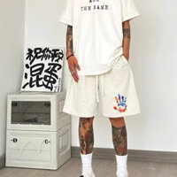 Thương Hiệu Thời Trang Mỹ High Street Phổ Biến Cọ Graffiti Họa Tiết Bóng Rổ Quần Thể Thao Nam Sinh Viên Mùa Hè Đa Năng Rời Quần Short