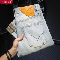 Thương Hiệu Thời Trang Quần Jean Nam Giữa Eo Slim Fit Quần Bút Chì Thường Ngày Quần Nam