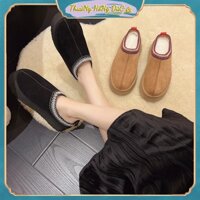 Thượng Hồng Đức giày cotton mùa đông nữ giày bốt đi tuyết bằng lông cừu Lót bằng nhung Đế cao su 4 cm