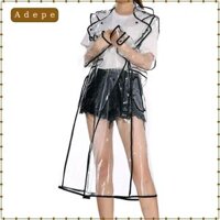 Thường xuyên Trong Suốt Nữ Nhẹ Khẩn Cấp Trong Suốt Áo Khoác Chống Thấm Nước Có Thể Tái Sử Dụng Áo Mưa Poncho Có Thắt Lưng Hood Quần Áo