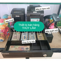 [THÙY LÂM] Bộ 4 thiết bị bán hàng cho shop: Máy in tem mã vạch, Máy in hóa đơn, Máy quét mã vạch, Ngăn kéo đựng