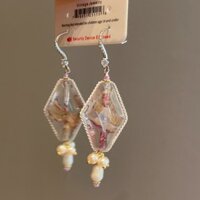 Thủy tinh hoa khô Ngọc trai Tính khí Bông tai ngọc trai nước ngọt nguyên bản