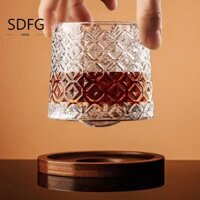 Thủy Tinh Rượu Vang SDFG, Dày Với Đế Quay Whisky Thủy Tinh, Đồ Uống Xoay Trong Suốt Rượu Cốc Quà Tặng Người Đàn Ông