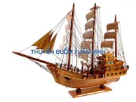 Thuyền Buồm Gỗ Mô Hình Tàu Đánh Cá Thái Lan - Loại Đẹp - Gỗ Tràm - Thân tàu 80cm