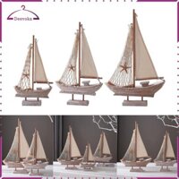 Thuyền buồm thu nhỏ Thuyền buồm gỗ Thuyền điêu khắc trang trí Đồ thủ công Địa Trung Hải