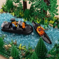 Thuyền cao su tương thích, thuyền kayak, nước biển, hạt nhỏ, khối xây dựng mô hình nhỏ