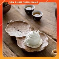 Thuyền trà, khay trà gốm sứ dáng lá sen khô tiện dụng Huan_Nam177 shop