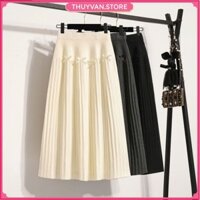 thuyvan.store - Chân váy len dáng xoè gắn nơ xinh xắn chất dày dặn mềm đẹp hàng L1