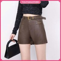 [thuyvan.store] Quần sooc da nữ- quần đùi da nữ kèm đai hàng Quảng Châu L1 #3676