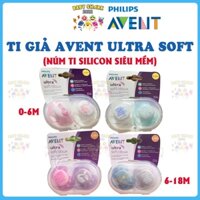 Ti giả Avent Ultra Air, Ultra Soft chỉnh nha đầu dẹt chính hãng