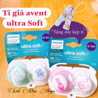 Ti Giả Avent Ultra Soft, Núm Ti Giả Cho Bé Ngậm Hỗ Trợ Chỉnh Nha Đầu Dẹt Mềm Mại An Toàn Chính Hãng