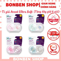 Ti giả AVENT ULTRA SOFT núm Silicon dẹt hỗ trợ chỉnh nha [Tặng 1 dây giữ ti giả]