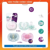 Ti giả cho bé PHILIPS AVENT ultra soft 0-18m, núm ty chỉnh nha siêu mềm - Tôm Bebee