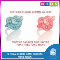 Ti giả cho bé từ 6 tháng tuổi 100% silicone mềm chỉnh nha có nắp đậy KUKU KU5517