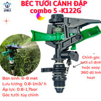 [TI INOX] Combo 5 cái Taiwan- K122GG Béc tưới cây cánh đập tùy chỉnh góc, xoay 360 độ ren 21, bán kính 6-8m, 1 vòi phun