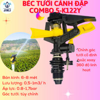 [TI INOX] Combo 5 cái Taiwan- K122Y Béc tưới cây cánh đập tùy chỉnh góc , xoay 360 độ, ren 21, nán kính 6-8m, 1 vòi phun
