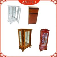 Tỉ Lệ 1 / 12 Tủ Sách DIY Tủ Giả Vờ Chơi Đạo Cụ Với Cửa Sổ Kính Búp Bê Mini