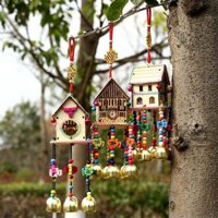 Tích hợp đèn nhấp nháy Nhà gỗ thủ công Mặt dây chuyền chuông gió Chuông chống trộm có thể được sử dụng làm trang trí tường Treo tường Các tính năng dân tộc Nhà hàng Trà nghệ thuật Phòng trưng bày trang trí Đèn nhấp nháy tích hợp Nhà gỗ thủ công Mặt dây ch