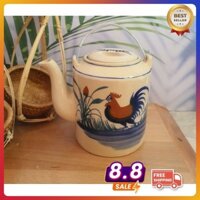 Tích Trà Vẽ Gà Lớn Truyền Thống Xưa Bằng Gốm Sứ Bát Tràng Cao Cấp