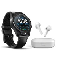 TicWatch Bundle with TicWatch Pro 2020 Smartwatch Dual Display Long Battery Life Wear OS, GPS NFC IP68 Waterproof - Black + TicPods 1 True Wireless...