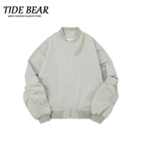 TIDE BEAR Áo Khoác Bóng Chày Dáng Rộng Màu Xám Kiểu Bóng Chày Cao Cấp Thông Thường Dành Cho Nam Và Nữ