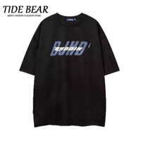 TIDE BEAR Áo thun ngắn tay dáng rộng phong cách retro dành cho nam giới phong cách Mỹ