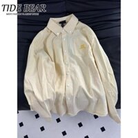 Tide BEAR Dài Tay Sọc Dopamine Phong Cách Hỏi Cún Con Thêu Áo Khoác Baggy