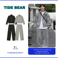 Tide BEARÁo khoác cardigan nam cổ đứng màu trơn rộng rãi phong cách Hàn Quốc thời trang mới