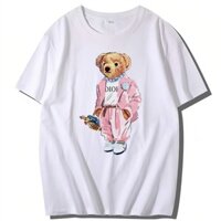 Tide Thương Hiệu Khớp Nổ Nguyên Chất Nam Nữ Học Sinh Cặp Đôi Nửa Tay Thường Ngày Kích Thước Lớn Bột Phù Hợp Với Gấu Bông Tee
