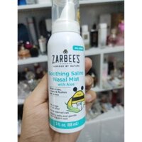 Tiệm Auth Xịt mũi Zarbee’s Naturals Soothing Saline Nasal Mist with Nha Đam