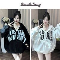 tiemtutang Áo Khoác Hoodie Khoác Nỉ Nữ form rộng Vải Nỉ Lót Lông Bông Dày Mũ NQ30 FORUM Đắp Vải unisex